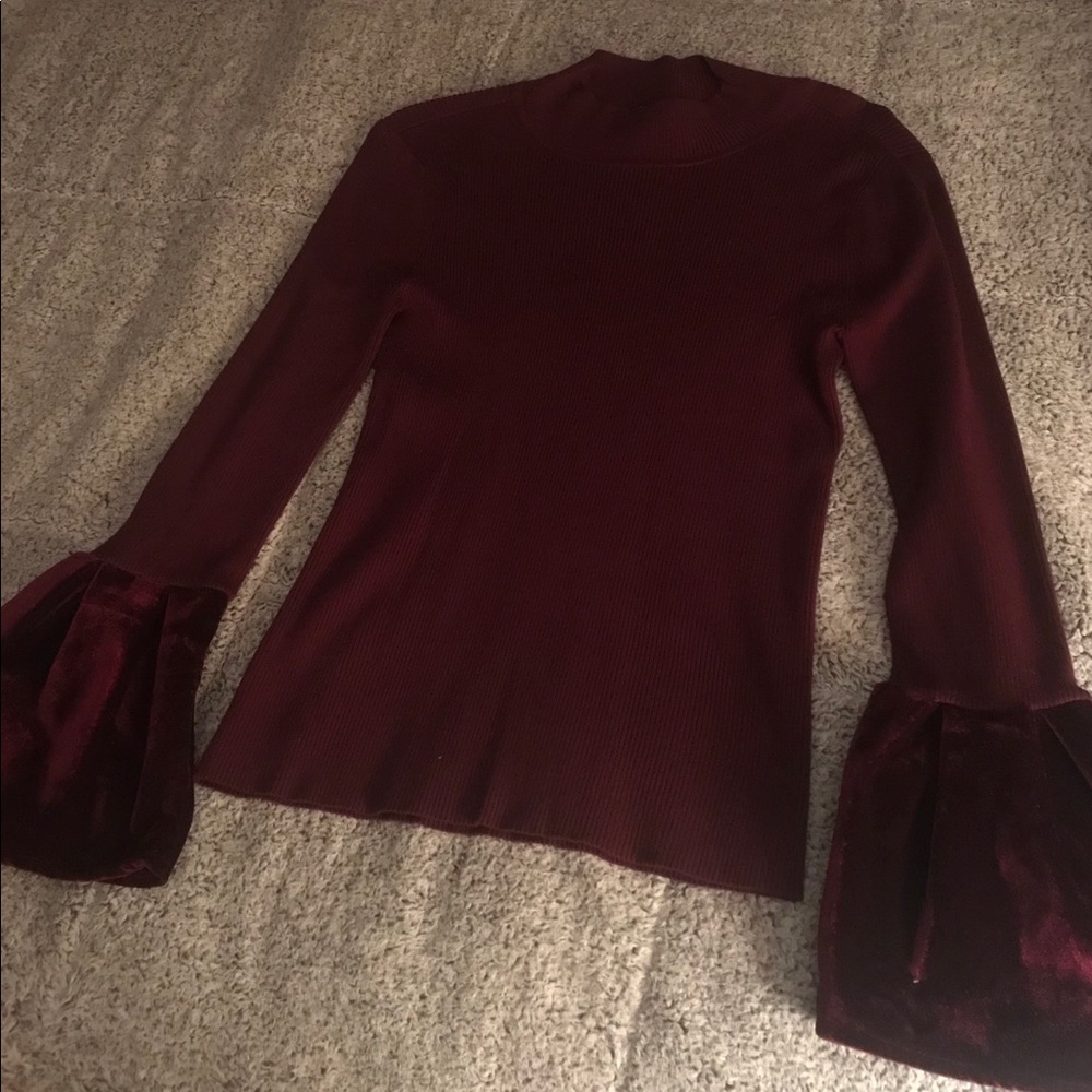 INC pullover, thin rib, velvet-like cuff sleeves